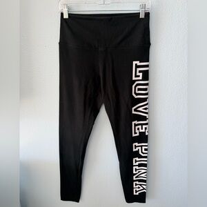 PINK Victoria's Secret Black Leggings with Pink SIDE Logo